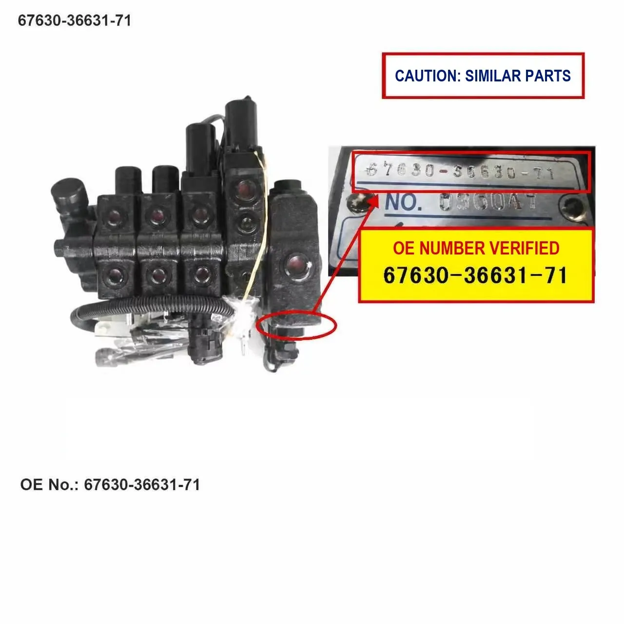 Genuine Toyota forklift VALVE ASSY, OIL CONTROL, OE 67630-36631-71
